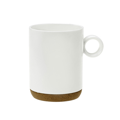 Cryspo Trio Κούπα Πορσελάνης Λευκή 'Cork Mug' 300ml με Βάση από Φελλό 1003325